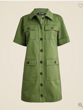 J. Crew Gamine Shirtdress in stretch twill. Size 12. Loden green color